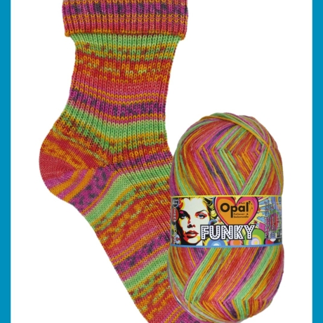 Opal Funky, 4-fädige Sockenwolle, Farbe 11585