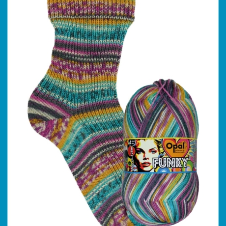 Opal Funky, 4-fädige Sockenwolle, Farbe 11587