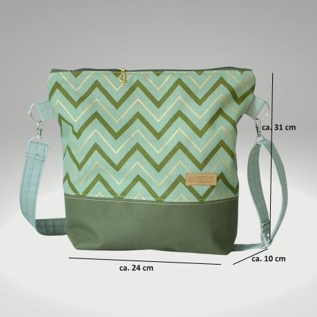 Umhängetasche Damen(grün/gold/Handtasche/Schultertasche/Foldover