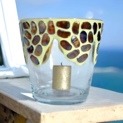 Mosaik Windlicht Bernstein 16 cm hoch