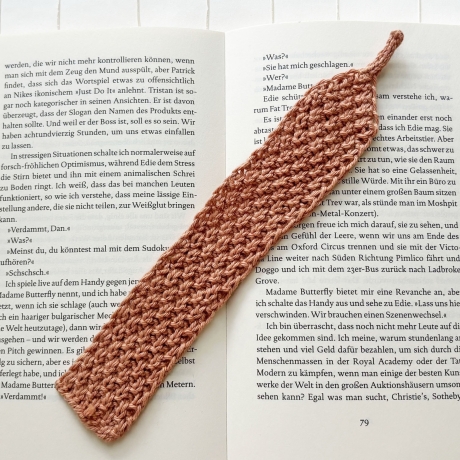 Lesezeichen Braun Brauntöne verschiedene Formen handgestrickt 