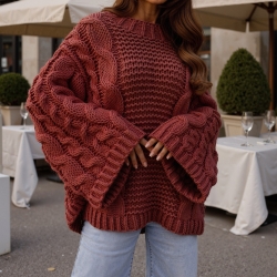 Grobstrickpullover oversize Strickpullover Zopfmuster S M L XL