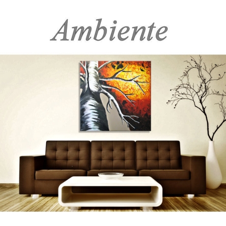 MK1 Art Bild Leinwand Abstrakt Kunst Malerei Acrylbild Baum XXL