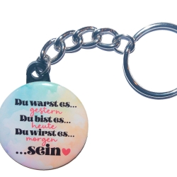 Liebesspruch Schlüsselanhänger 25 mm Kette