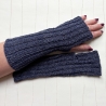 Handstulpen mit Daumenloch Blau gestrickt Umfang bis ca 26 cm