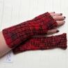 Handstulpen mit Daumenloch Strick Rot Schwarz Umfang bis ca 26cm