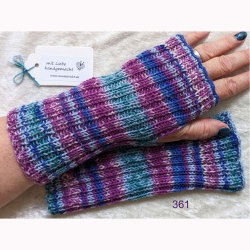 Handstulpen mit Daumenloch Strick Blau Lila Umfang bis ca 23 cm