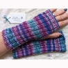 Handstulpen mit Daumenloch Strick Blau Lila Umfang bis ca 23 cm