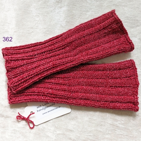 Handstulpen Weinrot flache Rippen handgestrickt Umfang ca 24cm