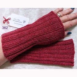 Handstulpen Weinrot flache Rippen handgestrickt Umfang ca 24cm