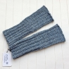 Handstulpen Graublau meliert in Rippen gestrickt Handarbeit