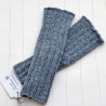 Handstulpen Graublau meliert in Rippen gestrickt Handarbeit