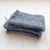 Handstulpen Graublau meliert in Rippen gestrickt Handarbeit