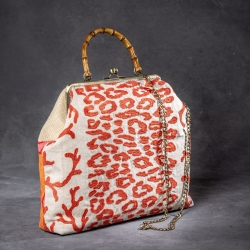 Handgemachte Tasche – Orange/Beige Korallenmuster