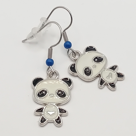 niedliche Panda blau Ohrhänger Ohrringe Modeschmuck
