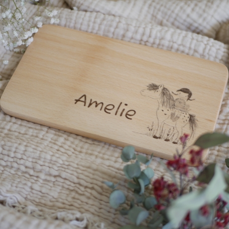 Schneidebrett mit Pferd und Mädchen Pony Vesperbrett