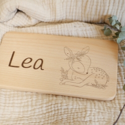 Schneidebrett mit süßem Rehkids, Vesperbrett