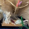 Hasenmutter mit Kind und Blumen, Ostern, Hase, Hasen