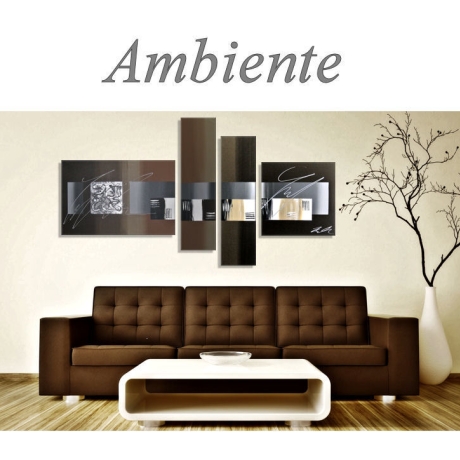MK1 Art Bild Leinwand Abstrakt Kunst Malerei Acrylbild braun