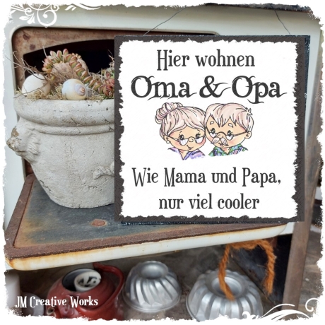 Holzschild-Shabby Oma & Opa - cooler als...