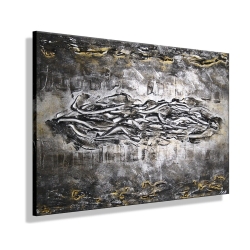 MK1 Art Bild Leinwand Abstrakt Kunst Malerei Acrylbild silber 3D MK1 Art Bild Leinwand Abstrakt Kunst Malerei Acrylbild silber 3D