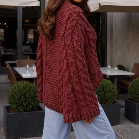 Grobstrickpullover oversize Strickpullover Zopfmuster S M L XL