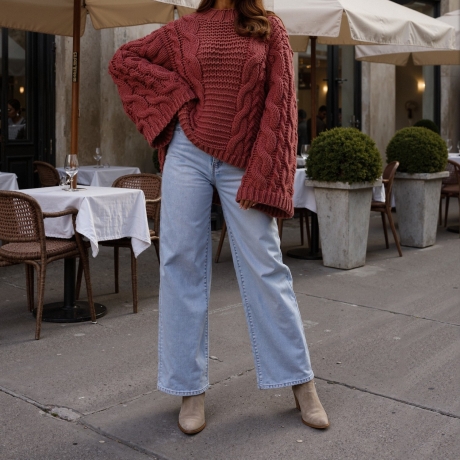 Grobstrickpullover oversize Strickpullover Zopfmuster S M L XL