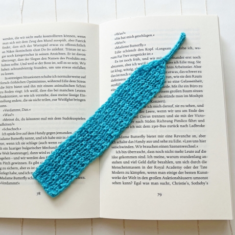 Lesezeichen Blau verschiedene Formen handgestrickt
