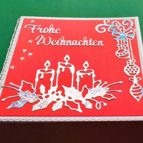Weihnachtskarte frohe Weihnachten Rot & Silber Festtag-Karte