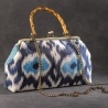 Handgemachte Jacquard Tasche – Blau/Weiß Ikat-Muster
