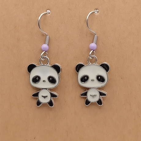 niedliche Panda lila Ohrhänger Ohrringe Modeschmuck