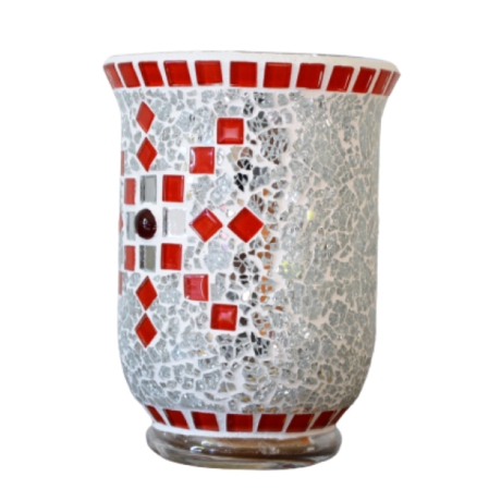 Windlicht Stern rot spiegel 15 cm hoch - Kerzenhalter, Utensilo