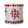 Mosaik Windlicht Stern rot silber - 10 cm hoch - 
