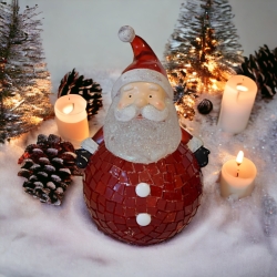 Mosaik Weihnachtsmann 18 cm hoch - upcycling  Adventsdeko 