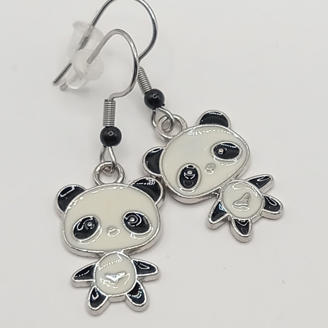 niedliche Panda schwarz Ohrhänger Ohrringe Modeschmuck