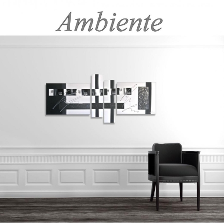 MK1 Art Bild Leinwand Abstrakt Kunst Malerei Acrylbild schwarz