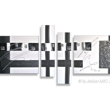 MK1 Art Bild Leinwand Abstrakt Kunst Malerei Acrylbild schwarz