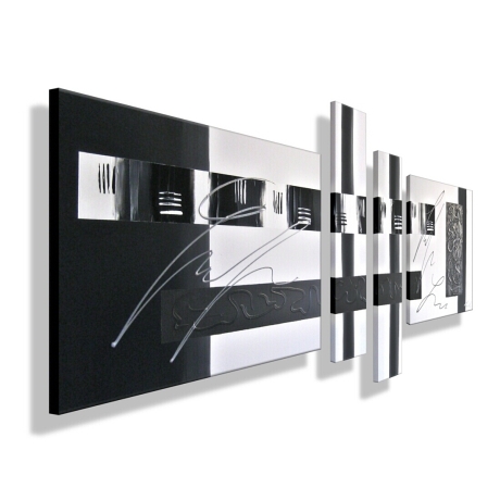 MK1 Art Bild Leinwand Abstrakt Kunst Malerei Acrylbild schwarz