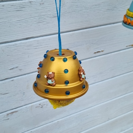 Meisenknödelhalter Teddy 7 cm in gold-blau