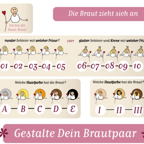 Gestalte Dein Brautpaar - HERZ - 01- Ansteckbutton