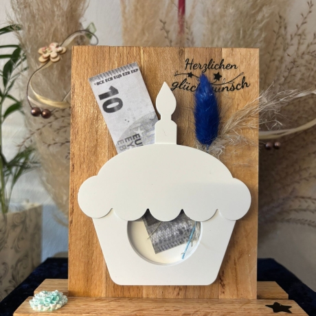 Geldgeschenk, Muffin, Kerze, Geburtstag, Hochzeit, Jubiläum