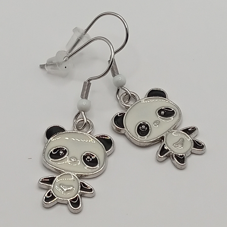 niedliche Panda weiß Ohrhänger Ohrringe Modeschmuck