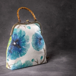 Handgemachte Jacquard Tasche – Blau/Grün Floral