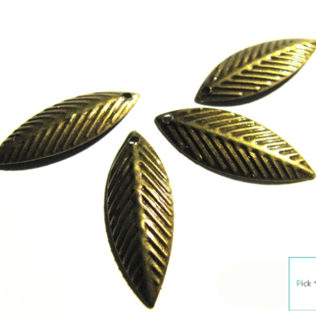 40x Anhänger Blätter Bronze 20x8mm Blatt