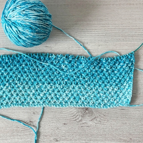 Spültuch Blau Türkis 26x26 bis 30x30 cm handgestrickt Baumwolle