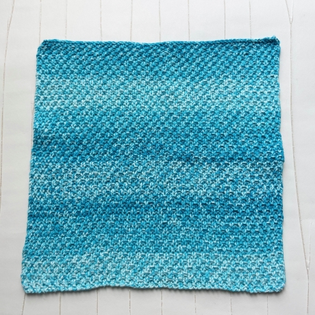 Spültuch Blau Türkis 26x26 bis 30x30 cm handgestrickt Baumwolle