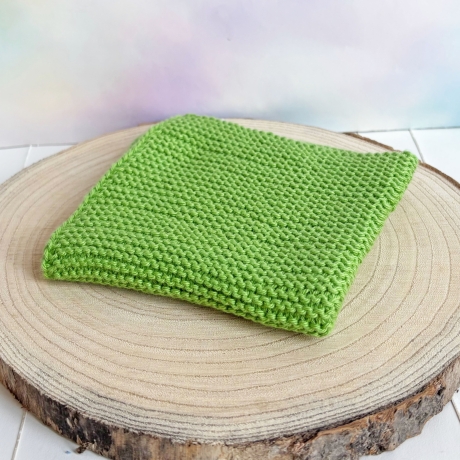 Spültuch Grün 25x25 bis 32x32 cm handgestrickt Baumwolle