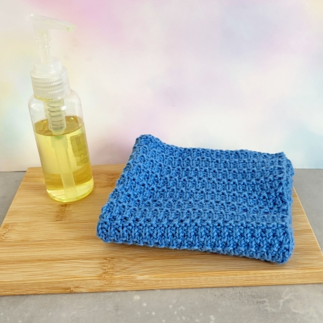 Spültuch Blau Türkis 26x26 bis 30x30 cm handgestrickt Baumwolle