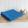 Spültuch Blau Türkis 26x26 bis 30x30 cm handgestrickt Baumwolle