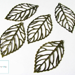 5x filigrane Blätter bronzefarben * Blatt Anhänger
